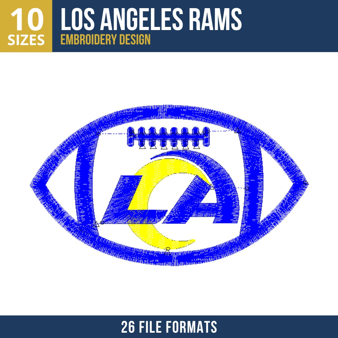 Los Angeles Rams Football Embroidery Design | 10 Sizes | 26 Formats