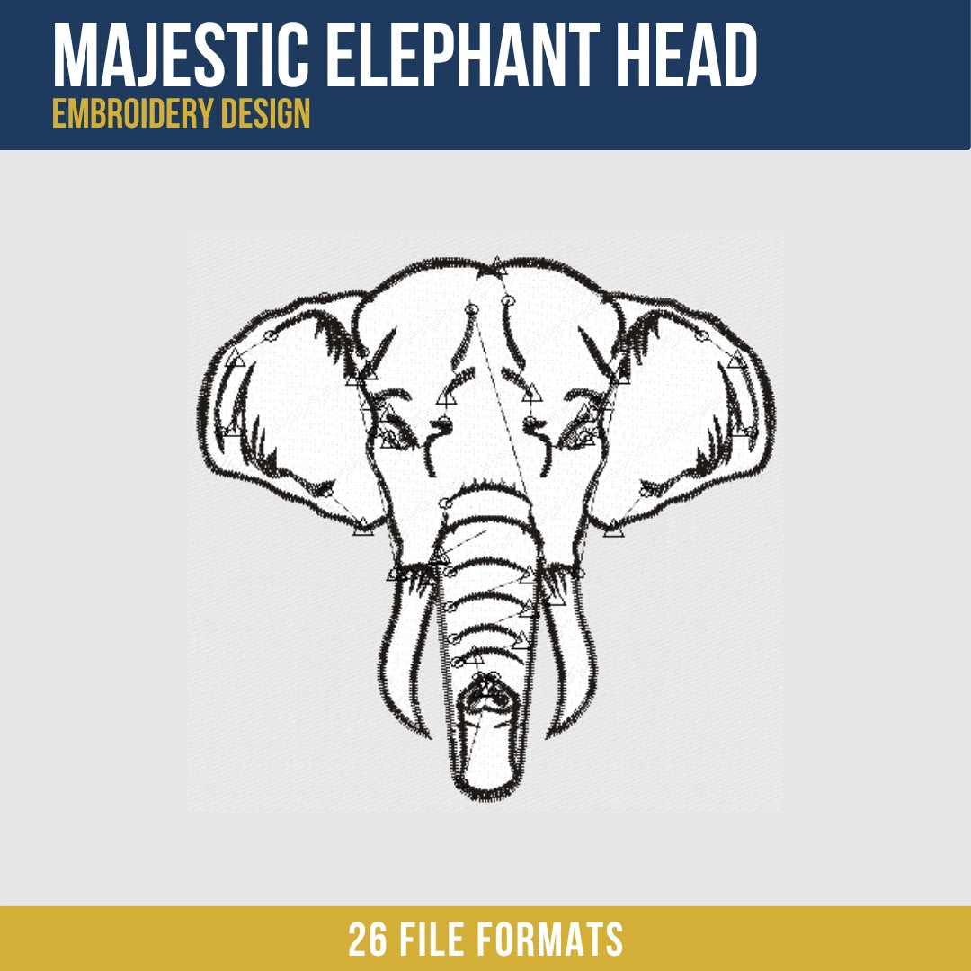 Majestic Elephant Head Embroidery Design