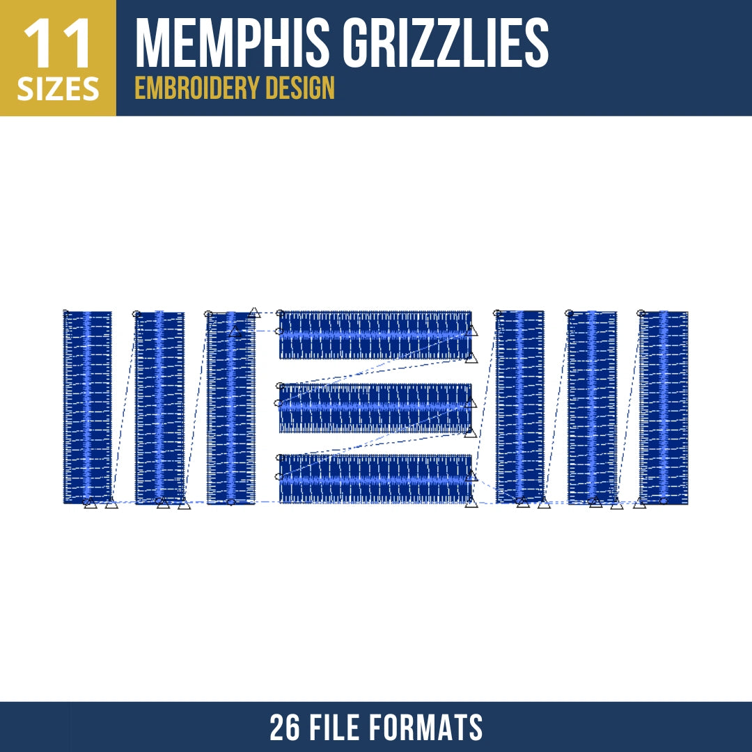 Memphis Grizzlies Bar Pattern Embroidery Design