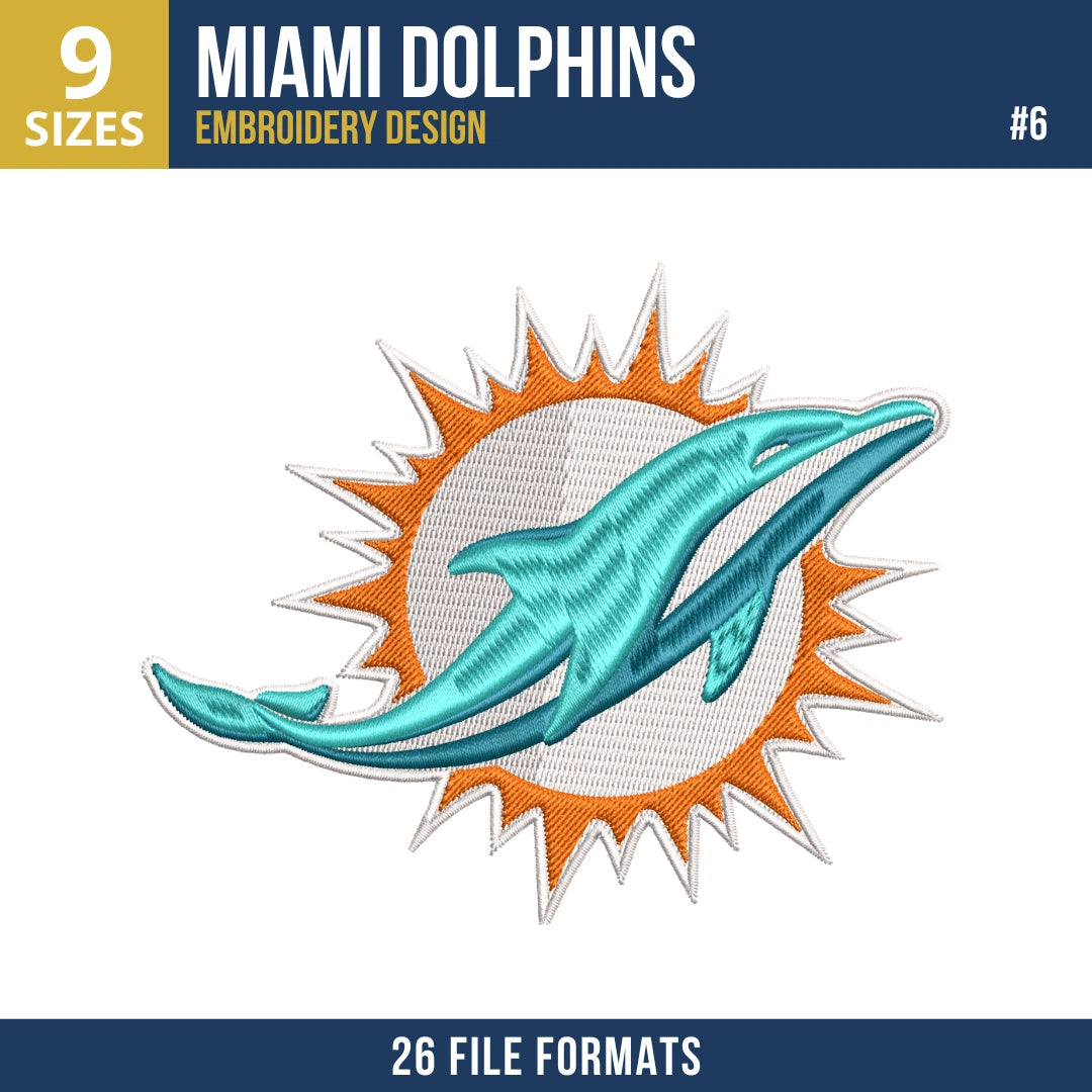Miami Dolphins Embroidery Bundle | 6 NFL Designs