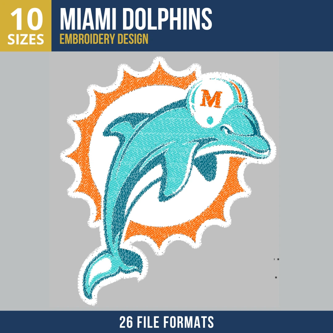 Miami Dolphins Classic Primary Logo Embroidery Design
