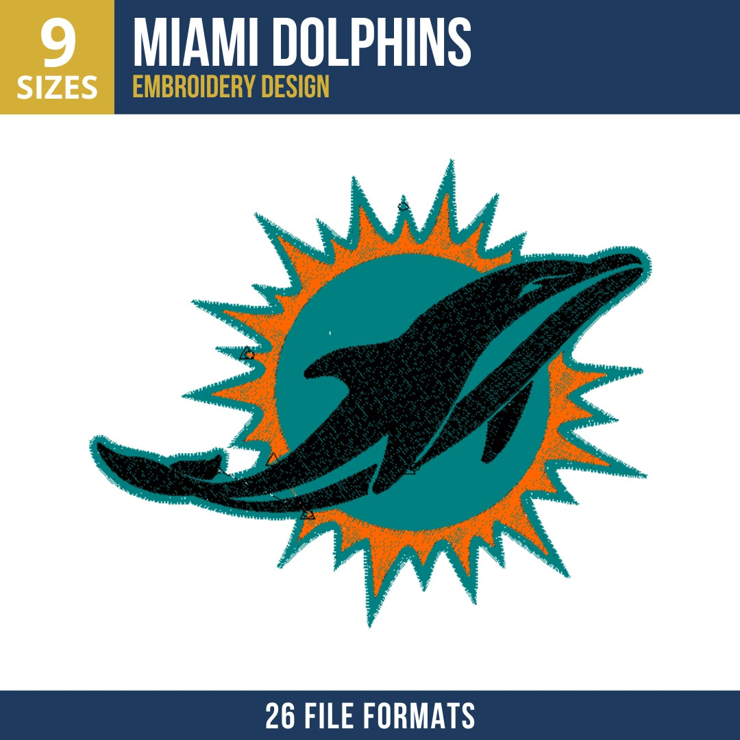 Miami Dolphins Charcoal Teal Logo Embroidery Design