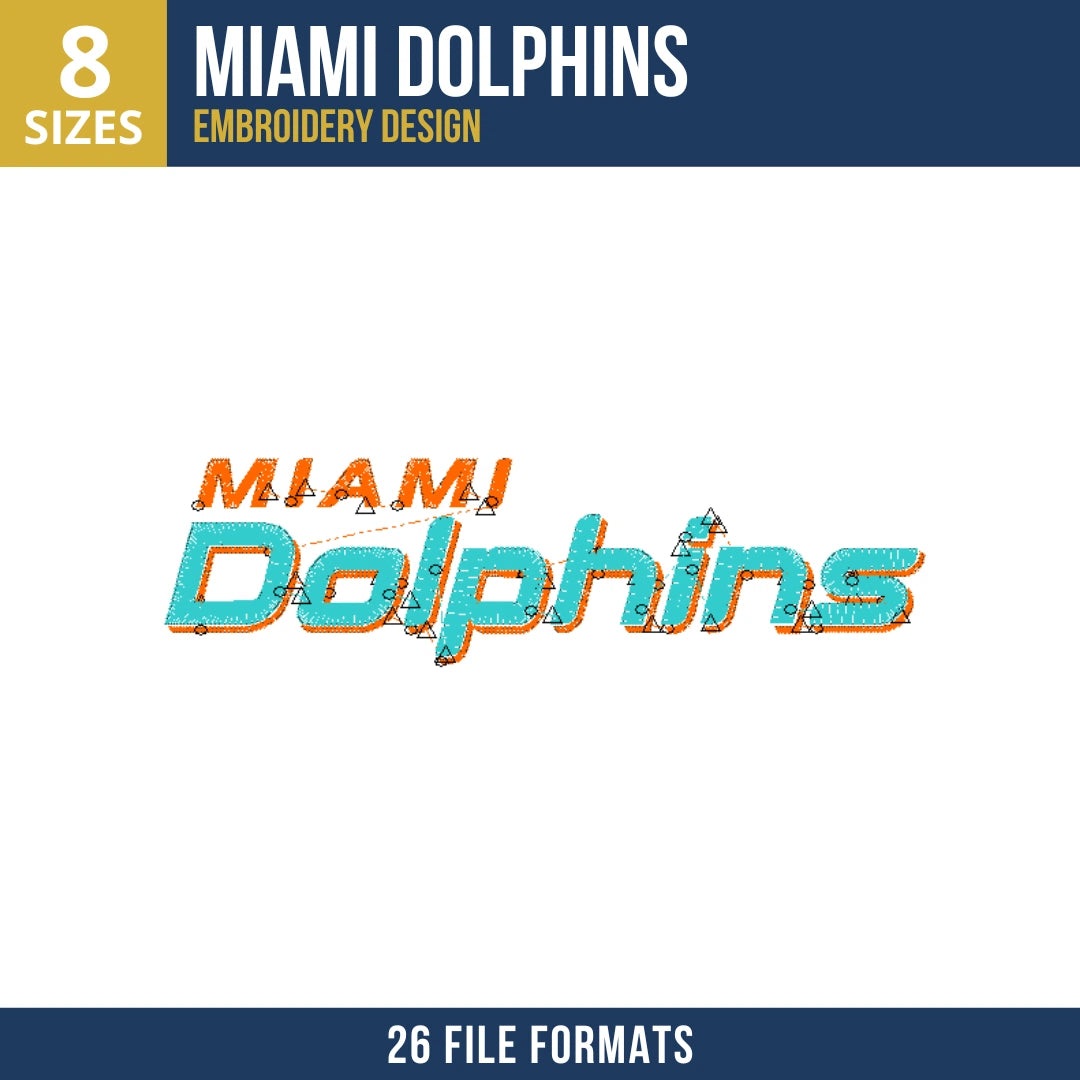 Miami Dolphins Modern Wordmark Embroidery Design