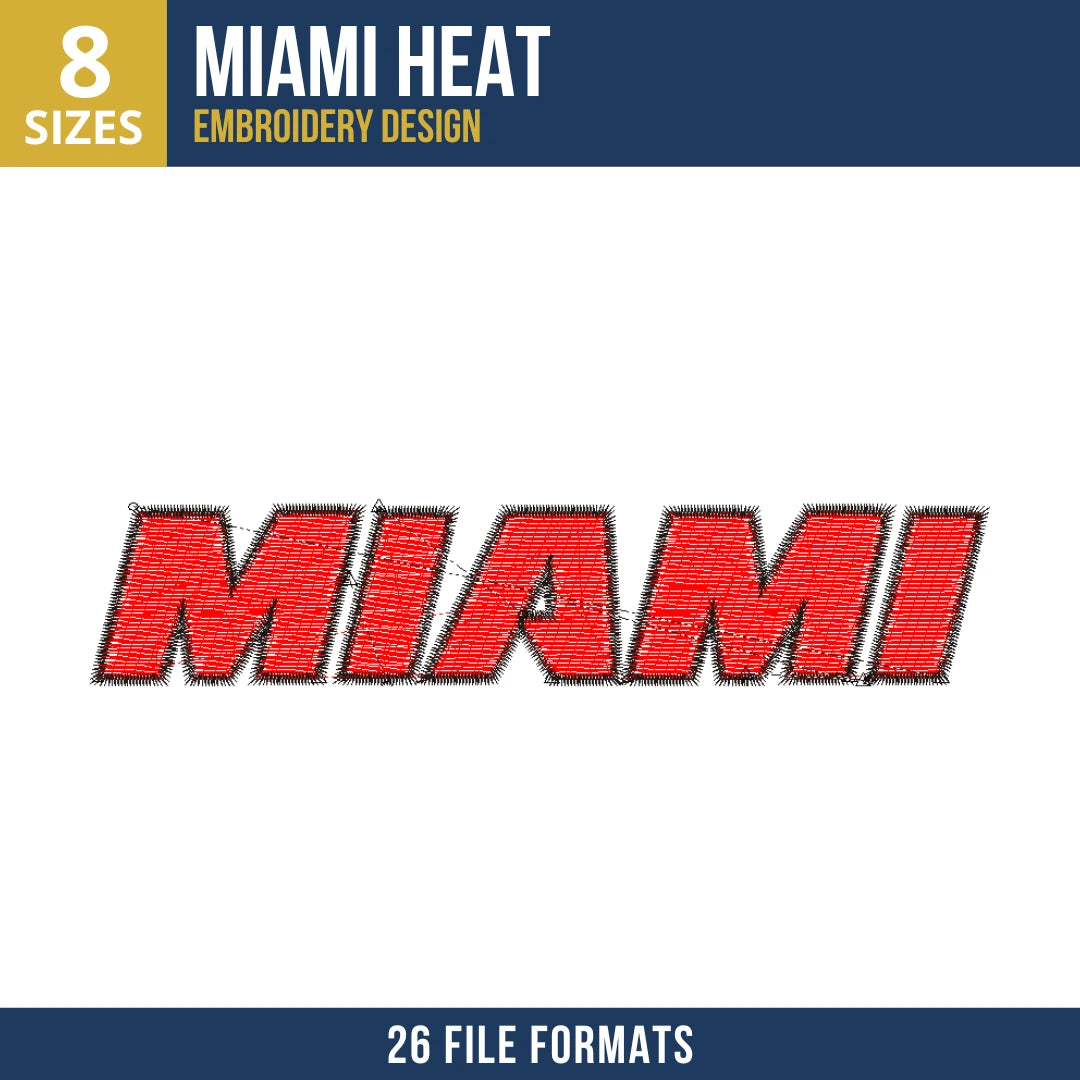 Miami Heat Wordmark Embroidery Design