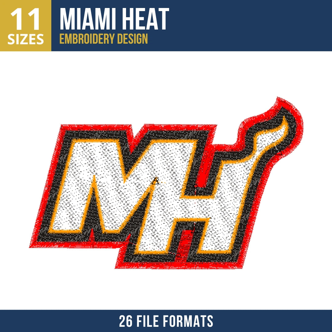Miami Heat MH Monogram Embroidery Design