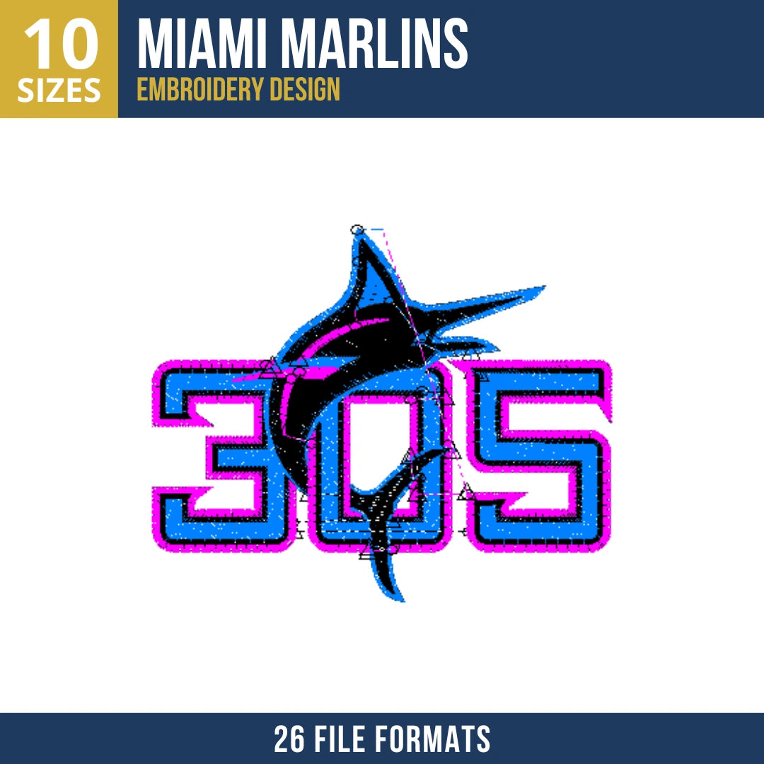 Miami Marlins 305 Area Code Embroidery Design