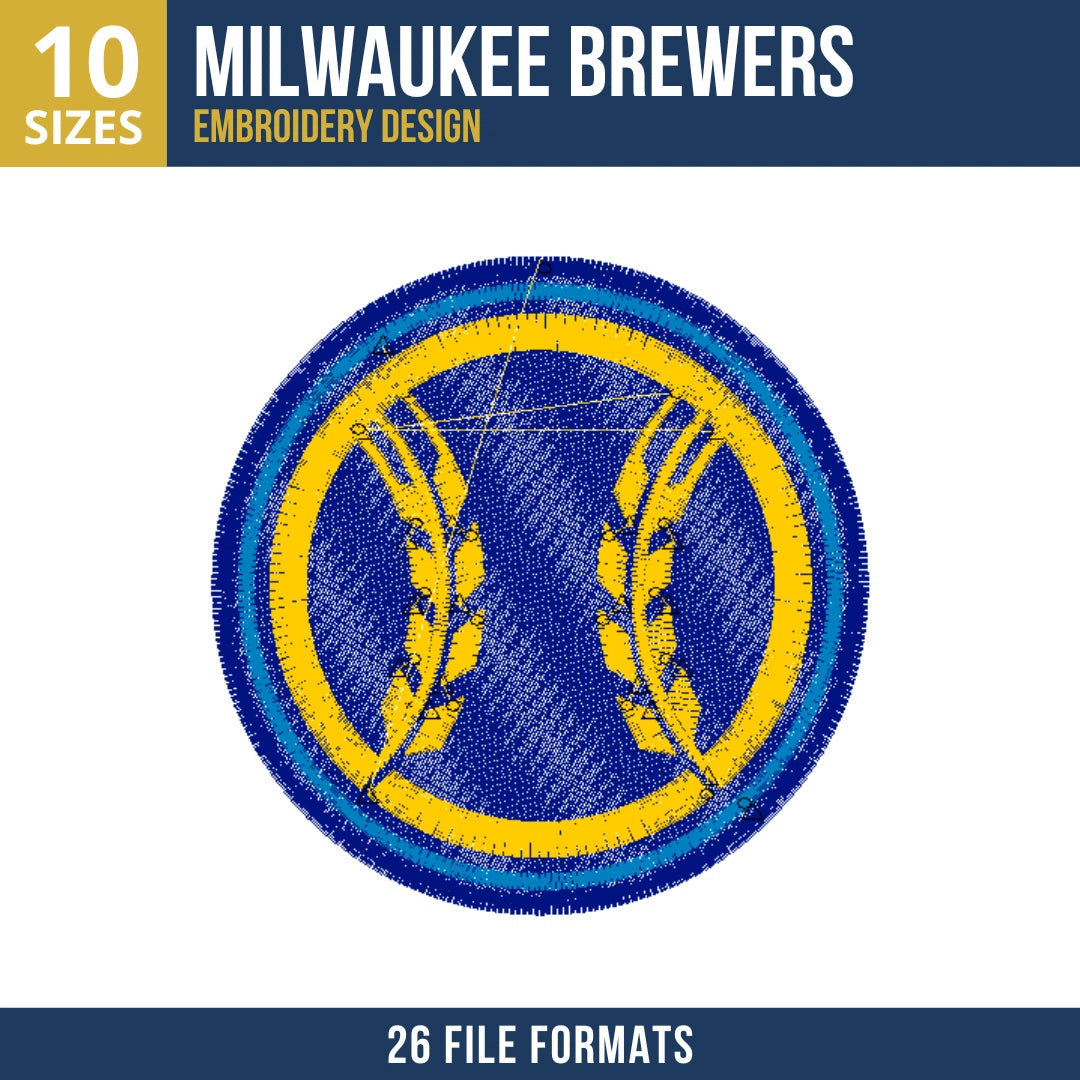 Milwaukee Brewers Wheat Disc Badge Embroidery Design