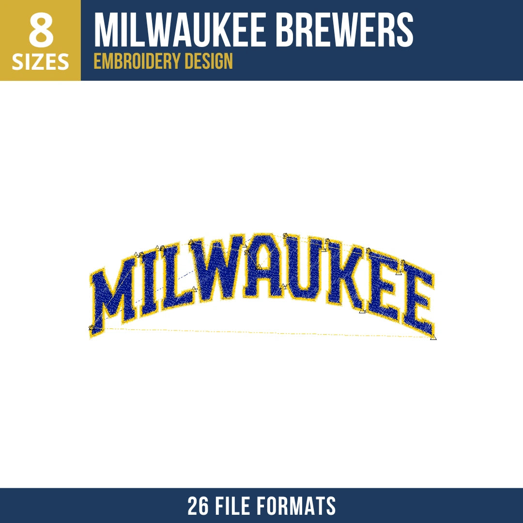 Milwaukee Brewers Arched Wordmark Embroidery Design