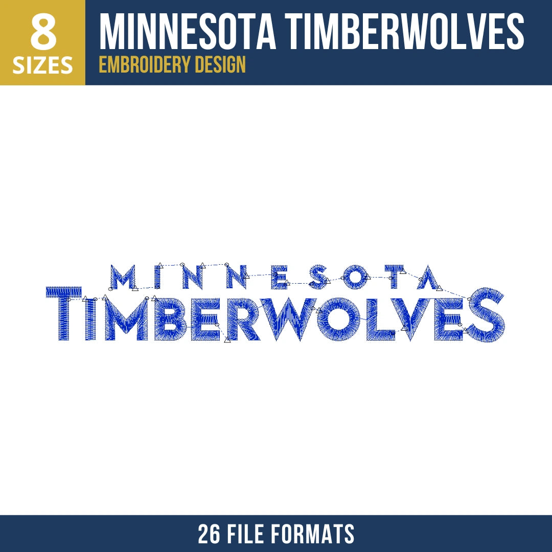 Minnesota Timberwolves Stacked Wordmark Embroidery Design