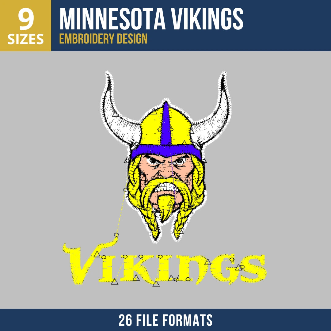 Minnesota Vikings Full-Face Warrior Embroidery Design