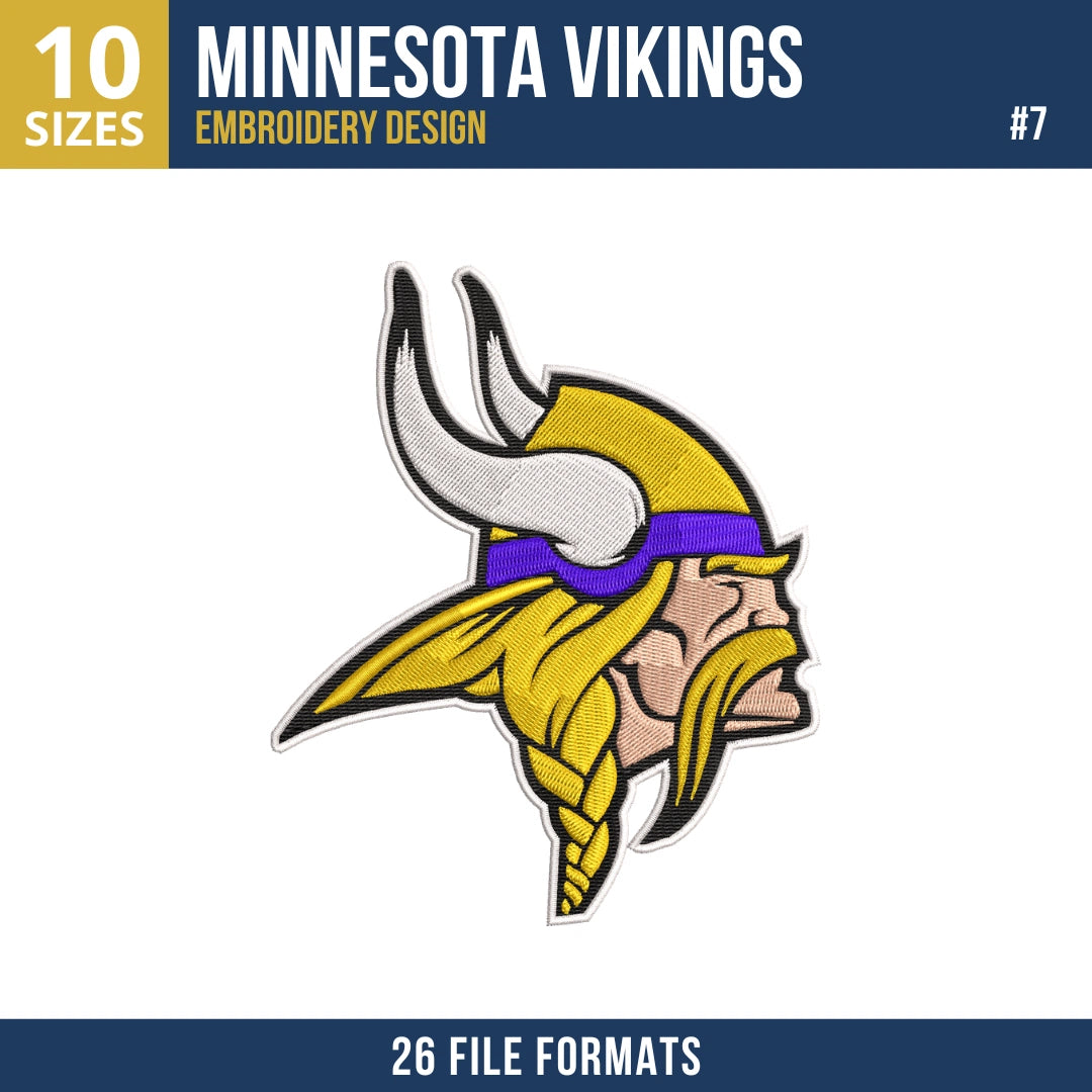 Minnesota Vikings Embroidery Bundle – 7 Designs