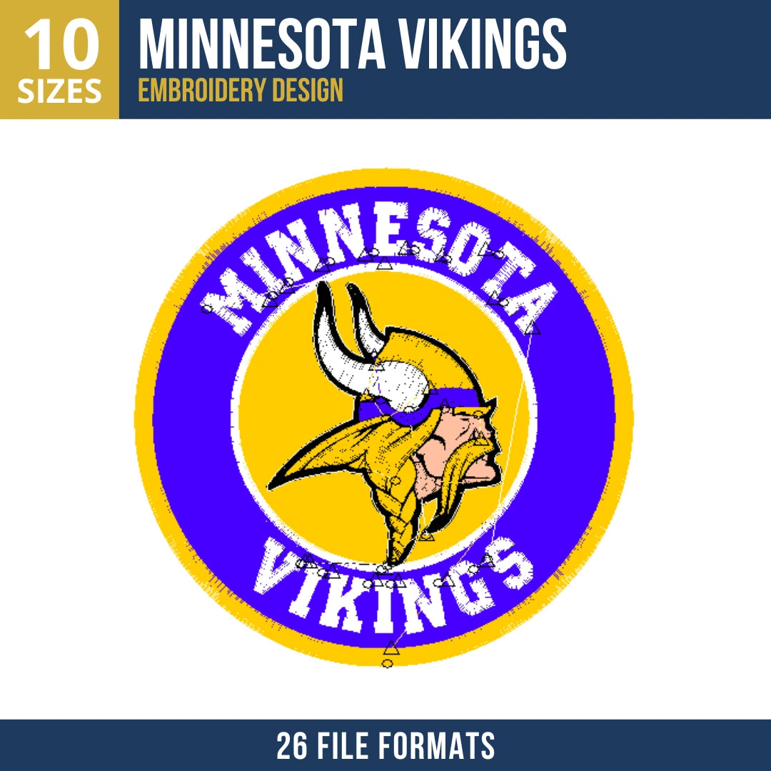 Minnesota Vikings Circular Badge Embroidery Design