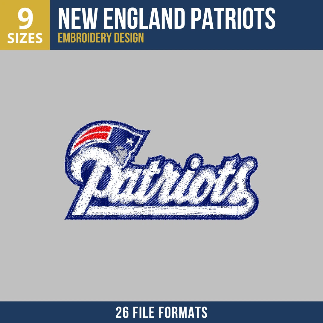 New England Patriots Script Wordmark Embroidery Design