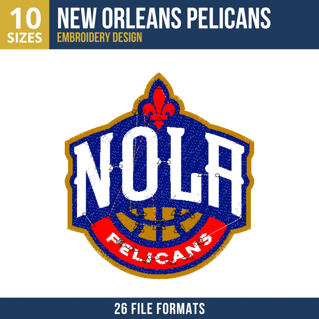 New Orleans Pelicans NOLA Shield Badge Embroidery Design