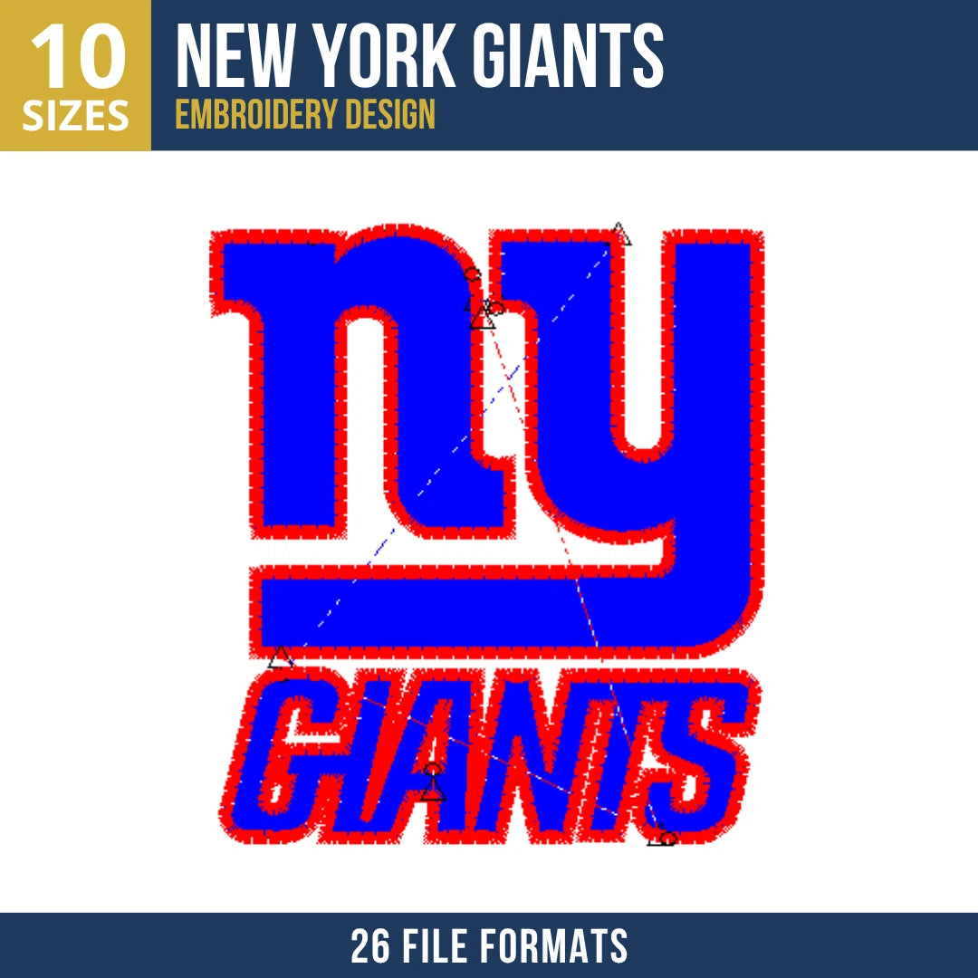 New York Giants Stacked NY Embroidery Design