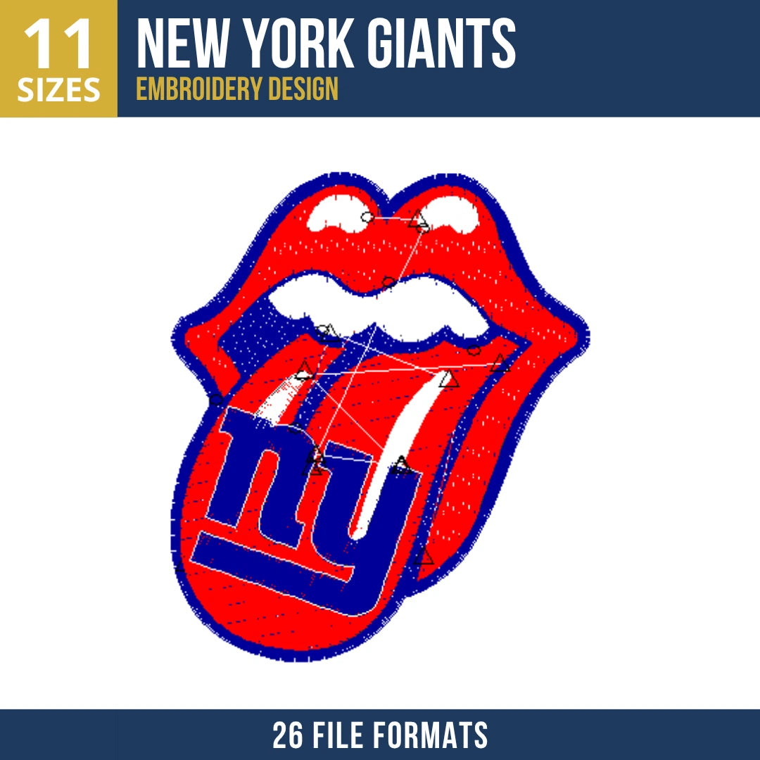 New York Giants Lips and Tongue Embroidery Design