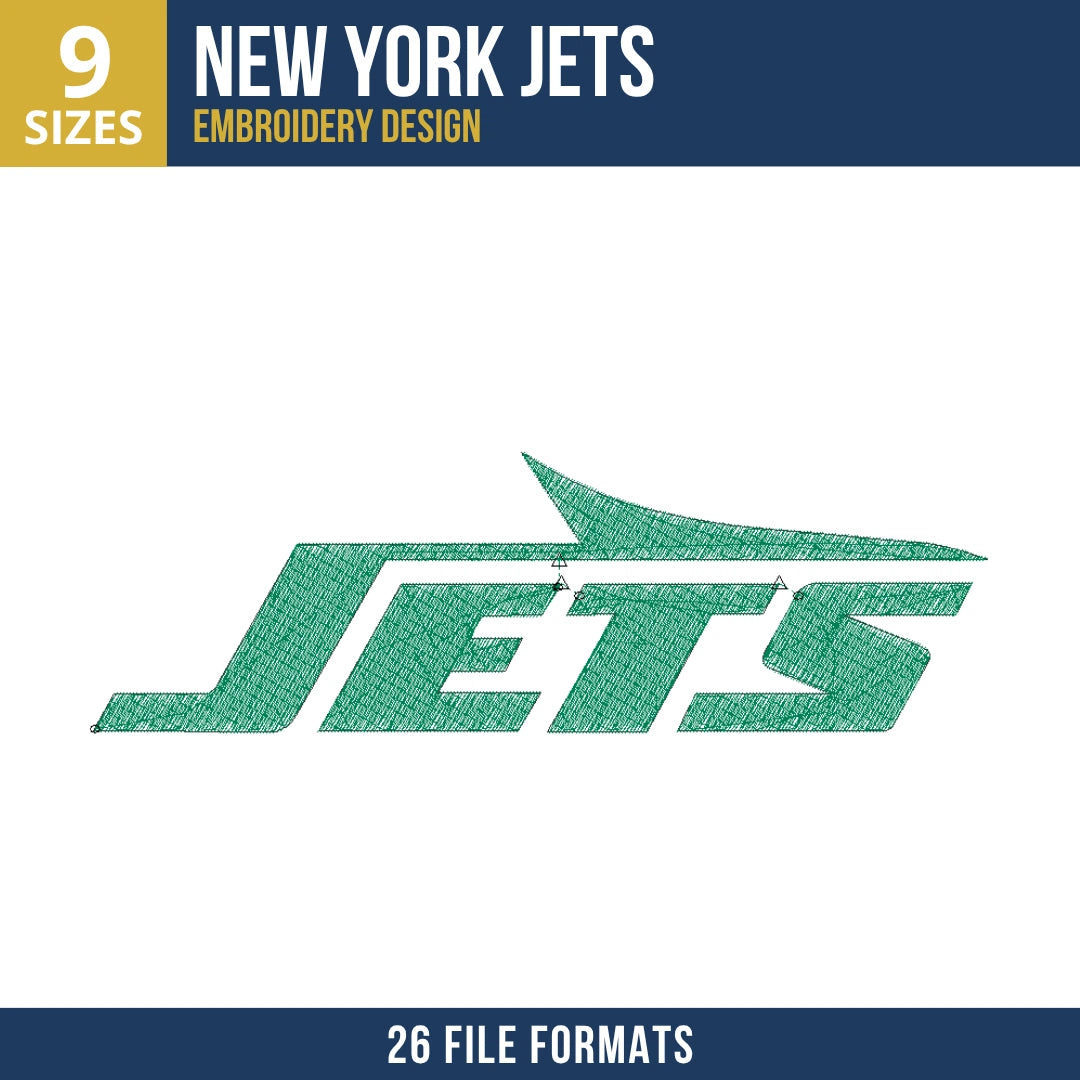 New York Jets Swoosh Wordmark Embroidery Design
