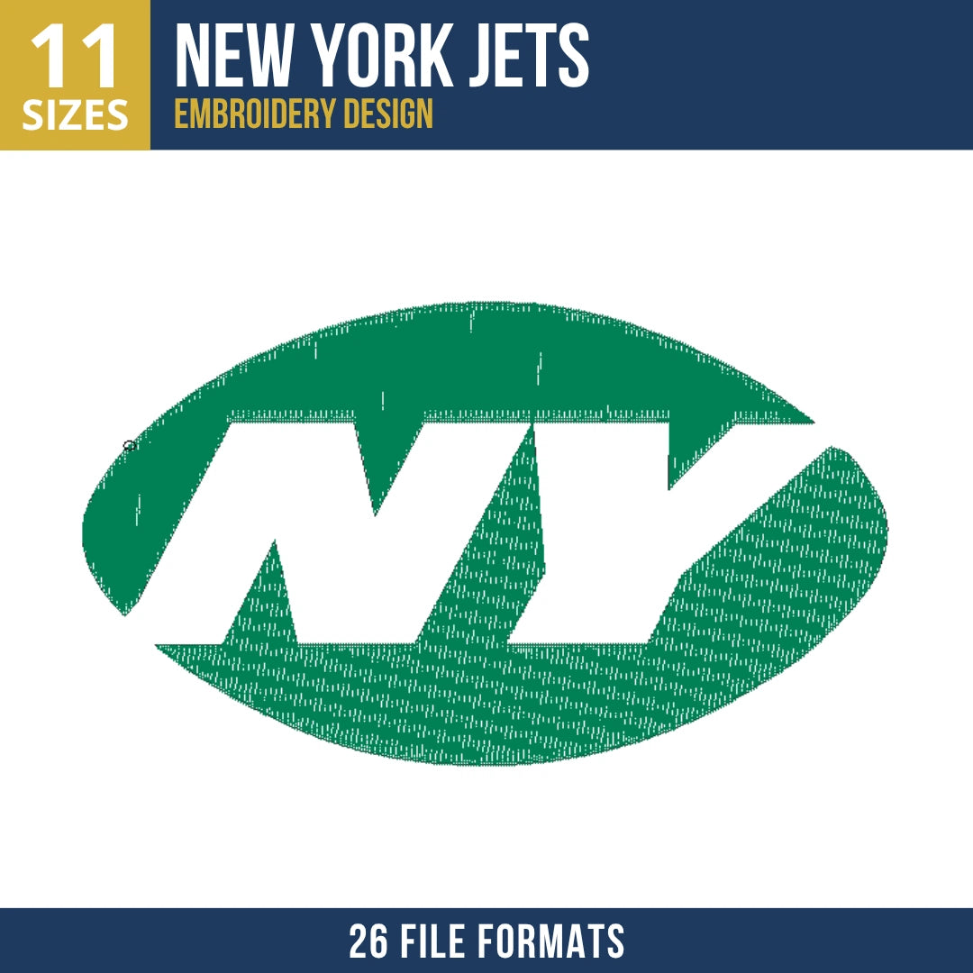 New York Jets Oval NY Monogram Embroidery Design
