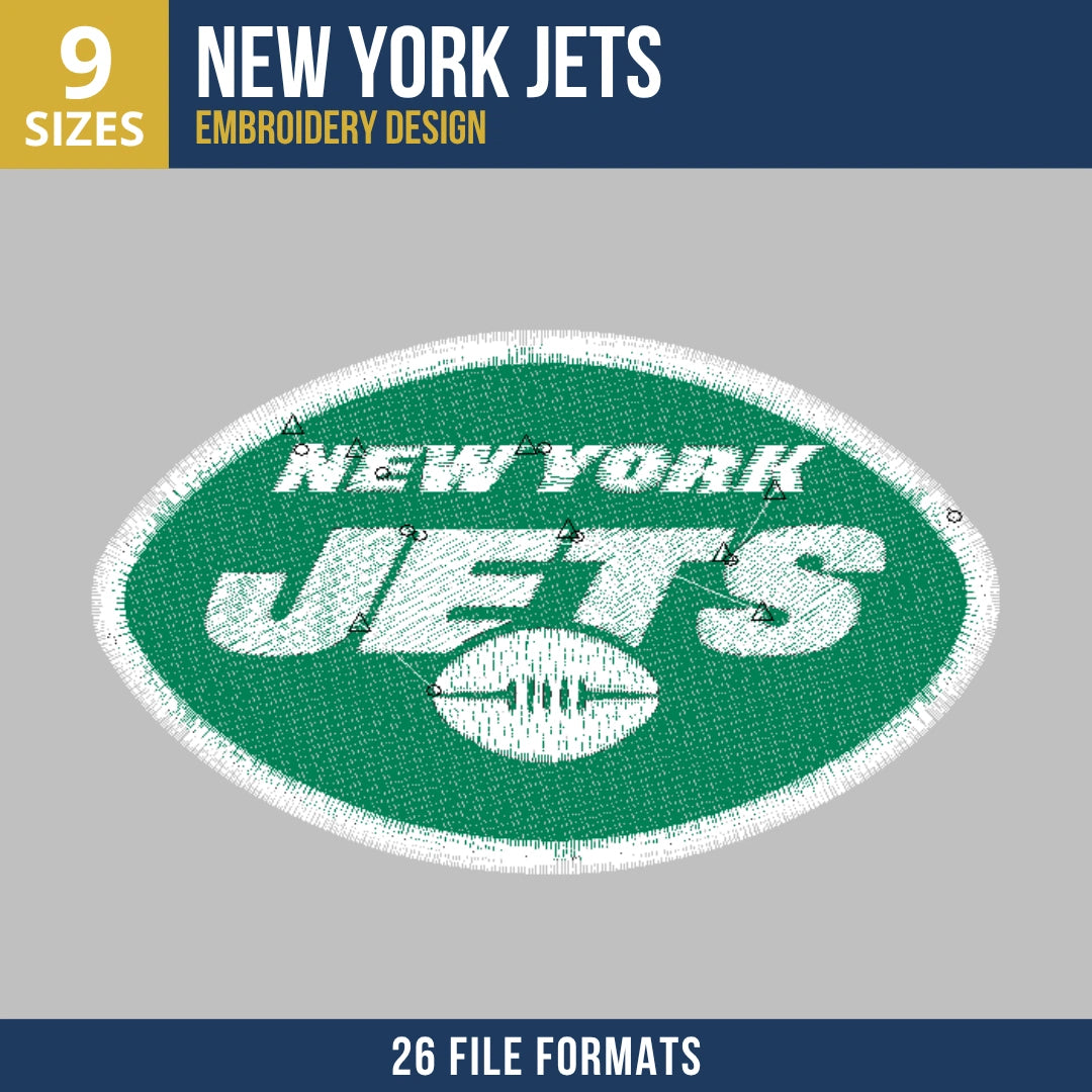 New York Jets Oval Badge Embroidery Design | 9 Sizes