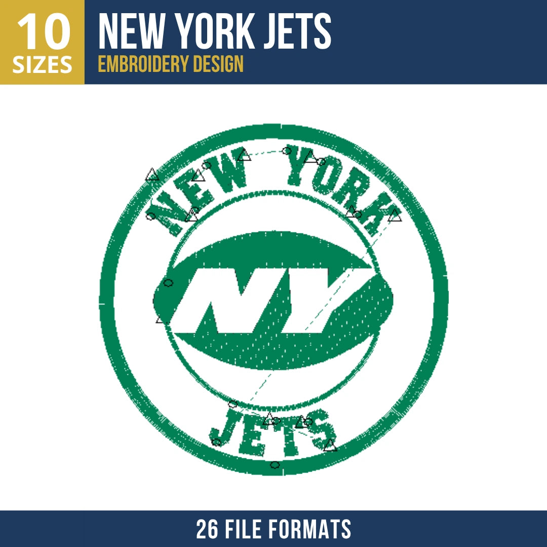 New York Jets Circular NY Monogram Embroidery Design