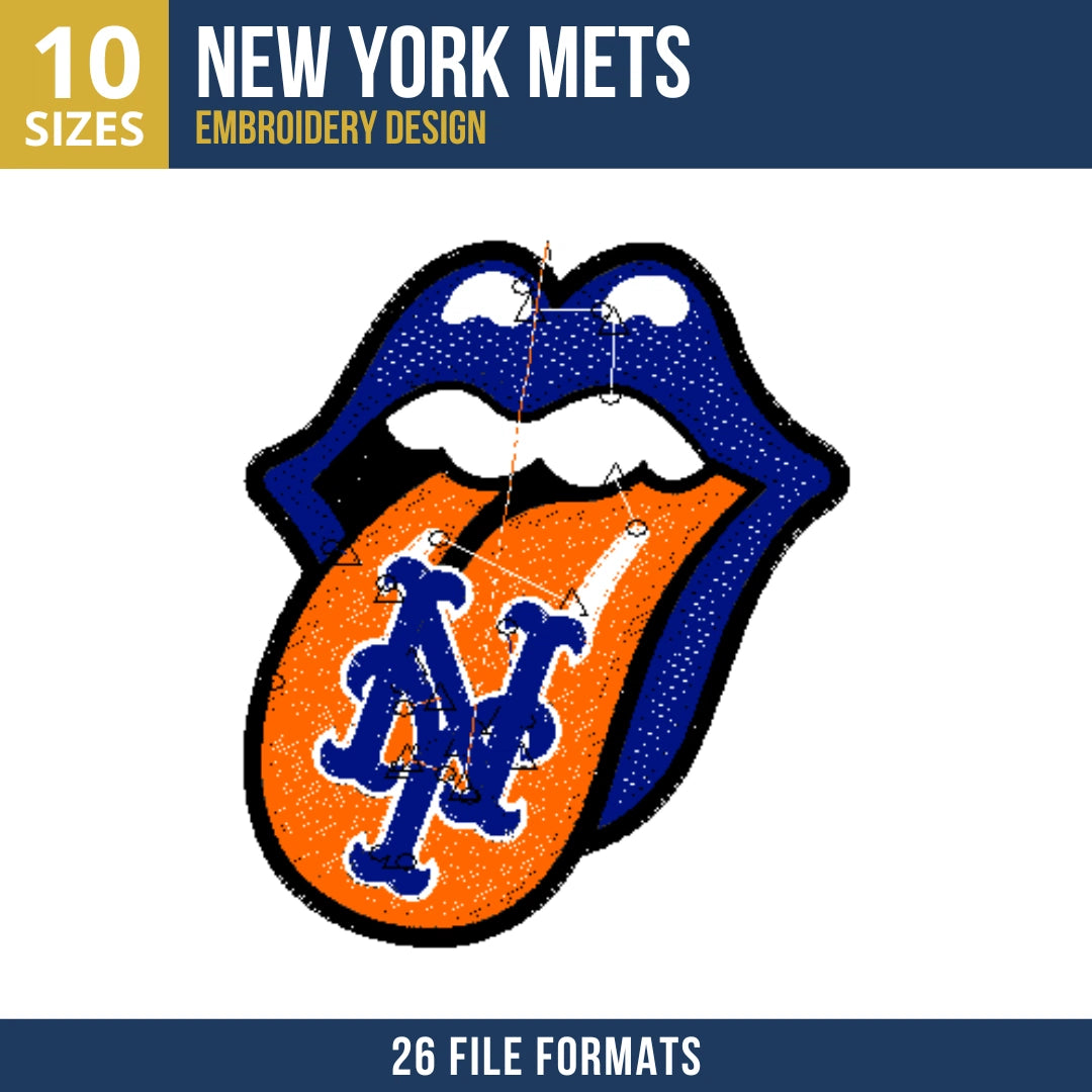 New York Mets Rolling Tongue Embroidery Design