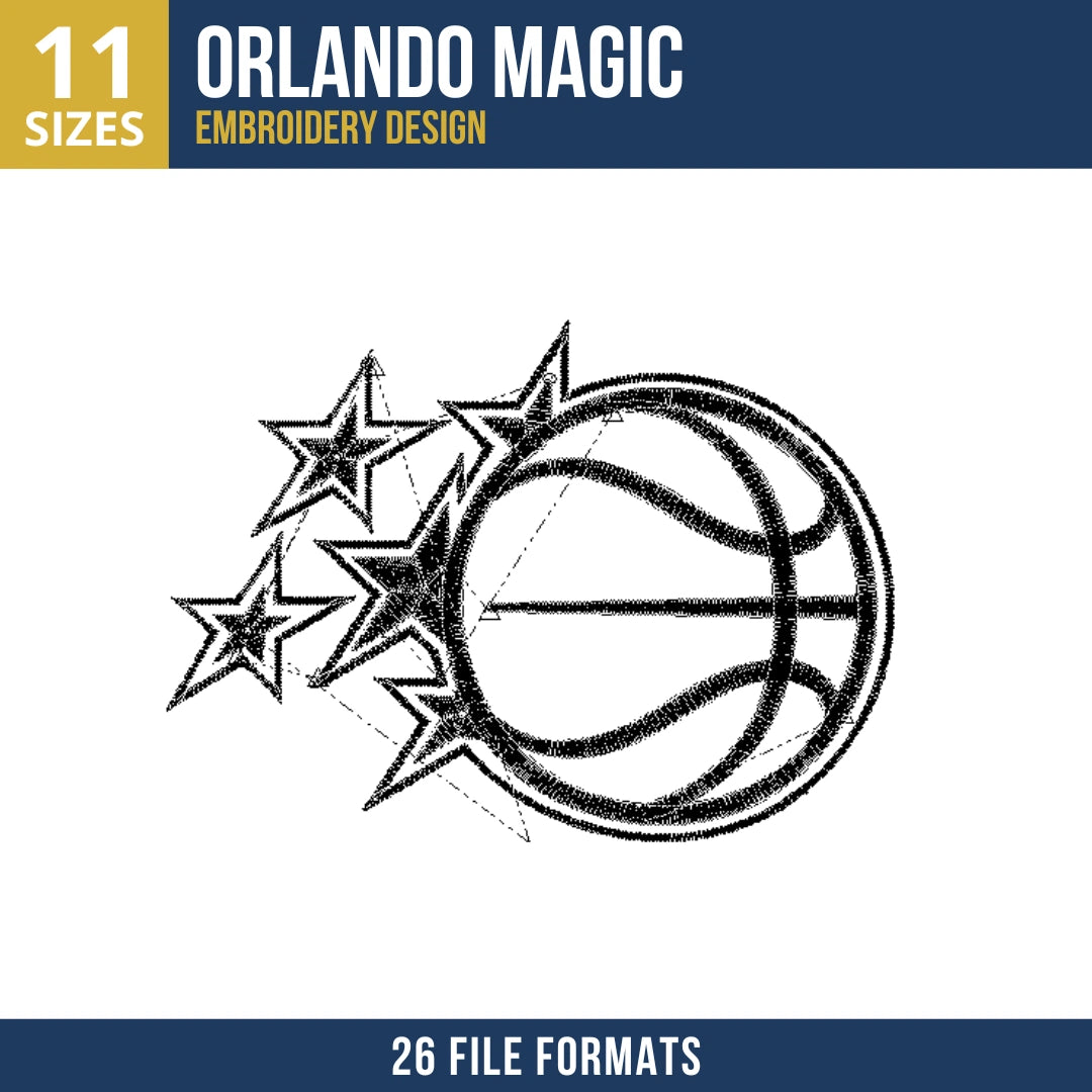 Orlando Magic Shooting Star Basketball Embroidery Design