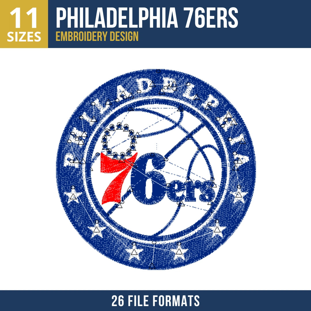 Philadelphia 76ers Basketball Arch Embroidery Design | 11 Sizes