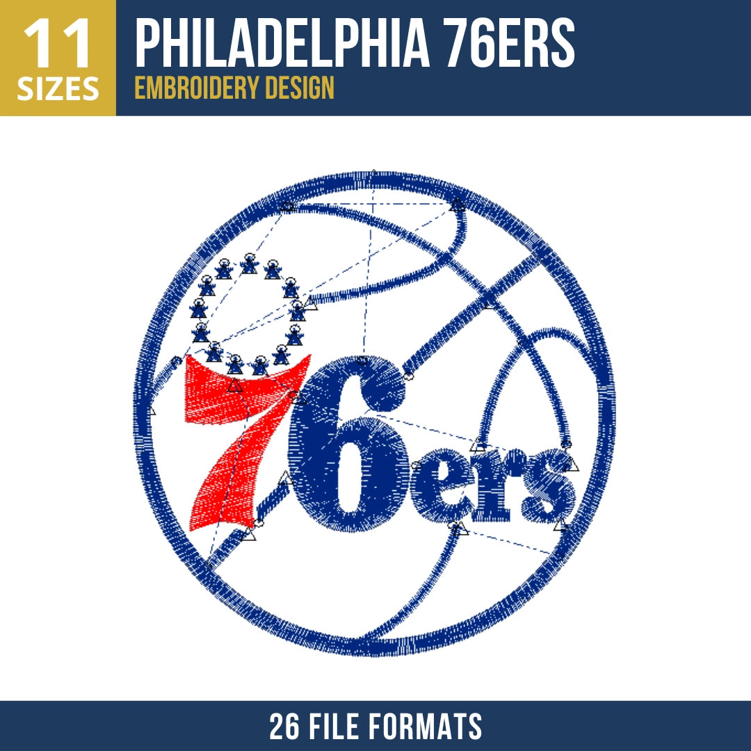 Philadelphia 76ers Basketball Embroidery Design | 11 Sizes