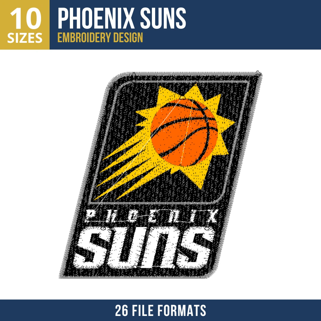 Phoenix Suns Angled Badge Embroidery Design | 10 Sizes