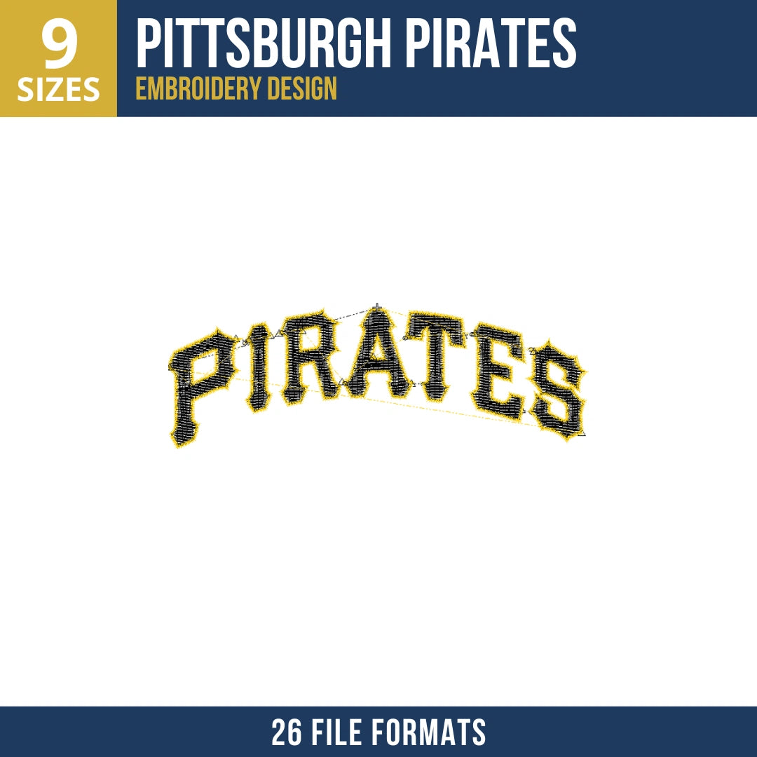 Pittsburgh Pirates Arched Wordmark Embroidery Design