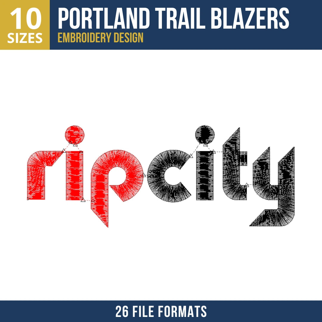 Portland Trail Blazers Rip City Wordmark Embroidery Design