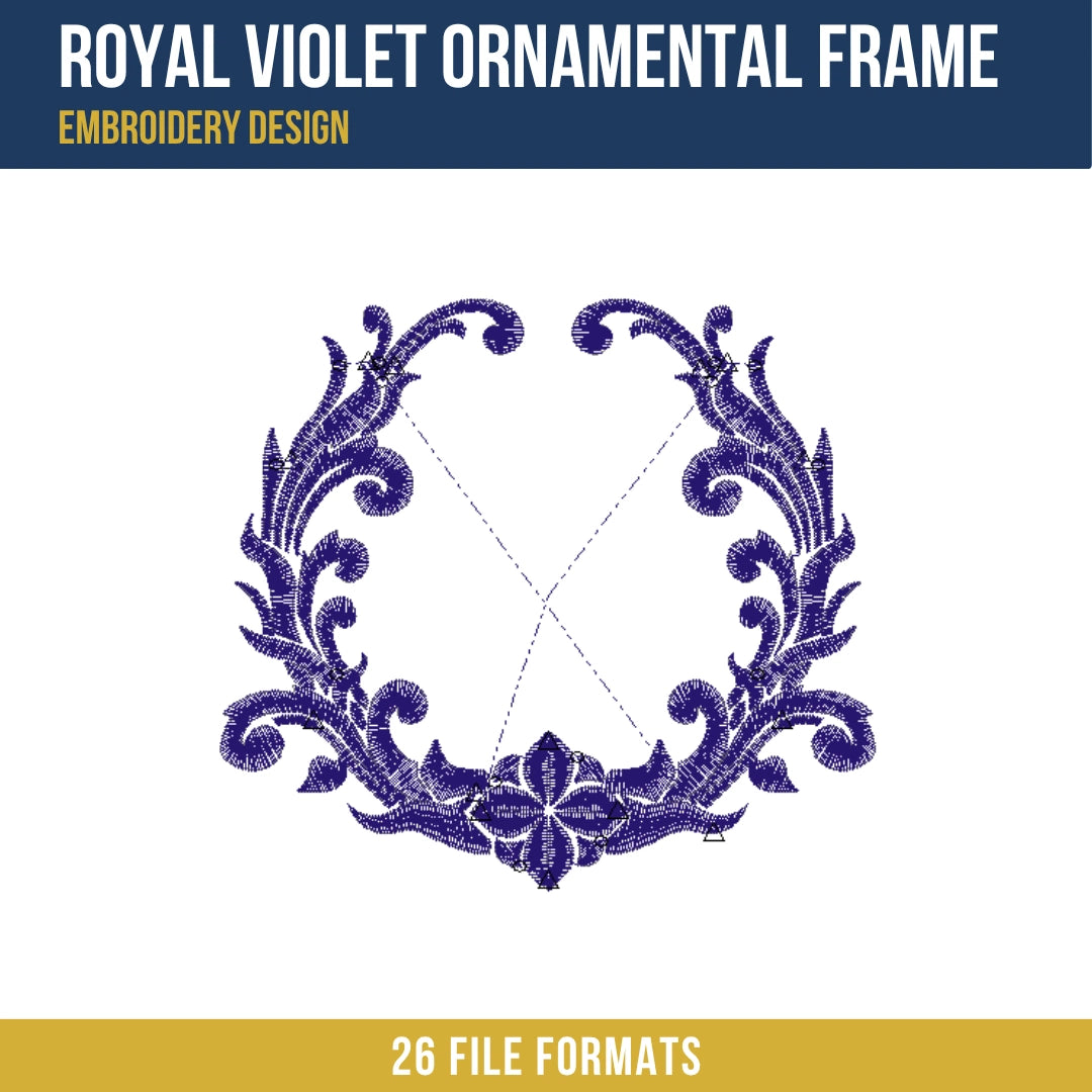 Violet Ornamental Frame Embroidery Design