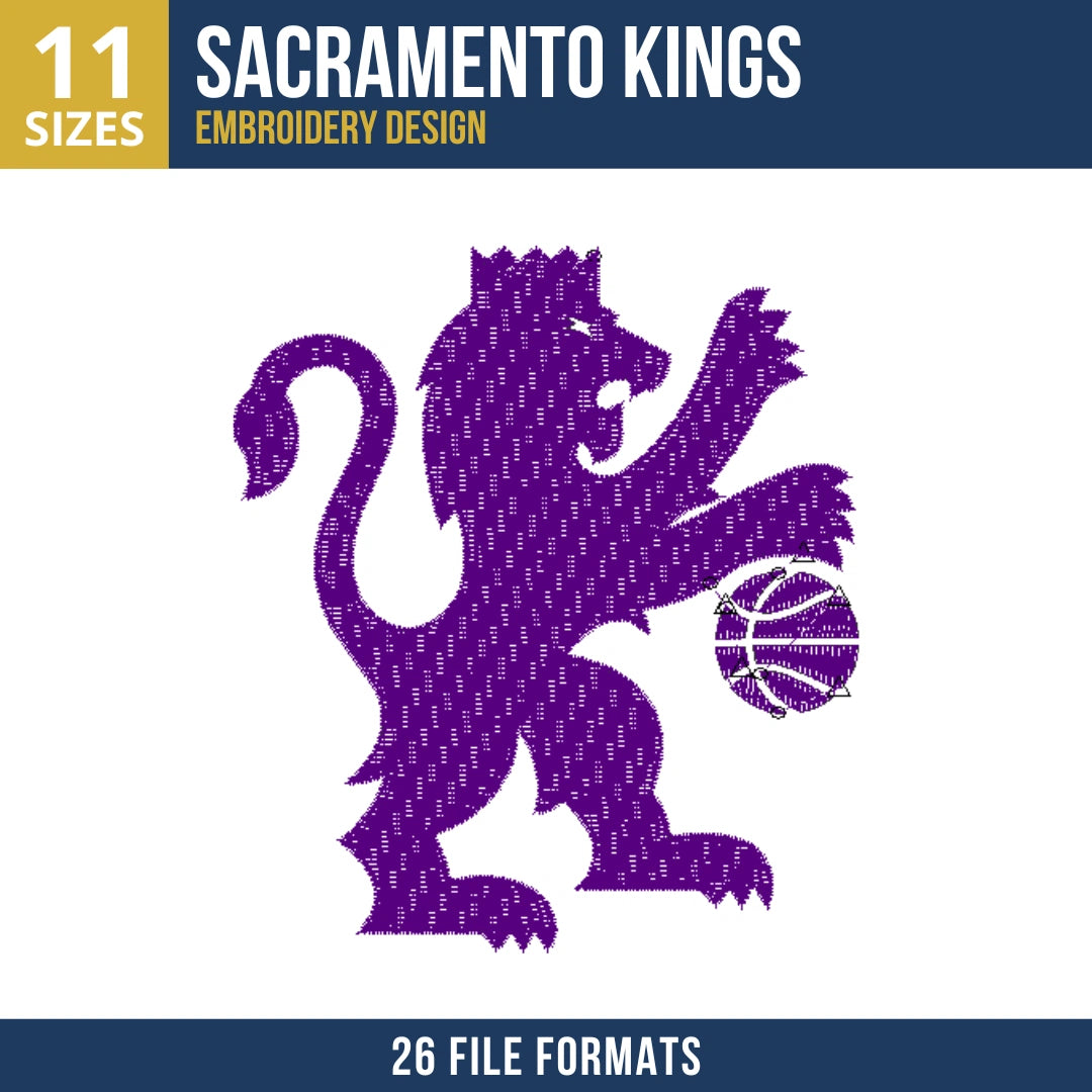 Sacramento Kings Rampant Lion Embroidery Design