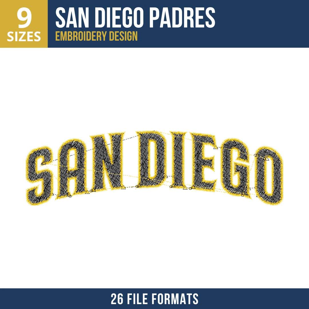 San Diego Padres SAN DIEGO Arched Wordmark Embroidery Design