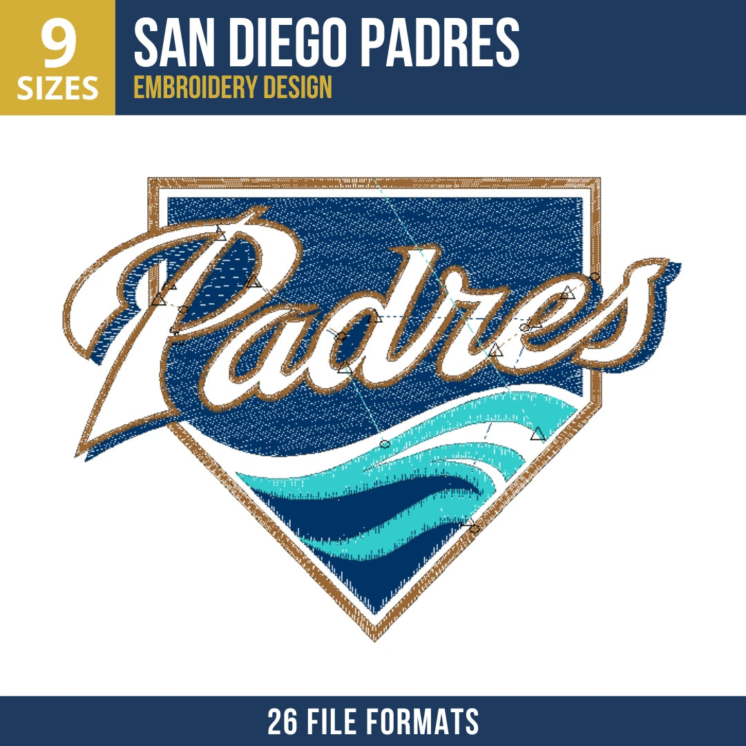 San Diego Padres Shield Wave Embroidery Design