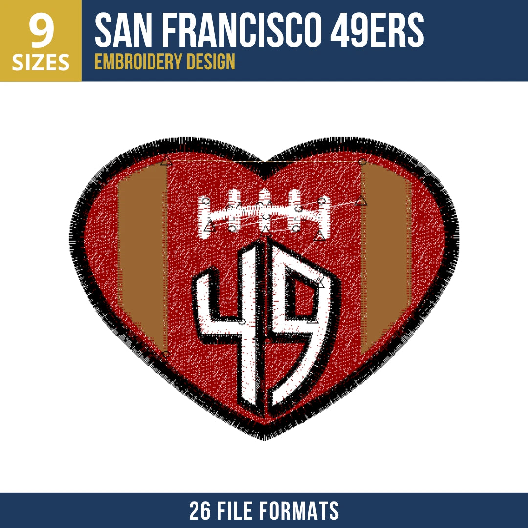 San Francisco 49ers Heart Badge Embroidery Design