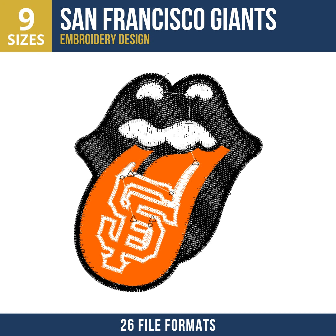 San Francisco Giants Lips and Tongue SF Embroidery Design