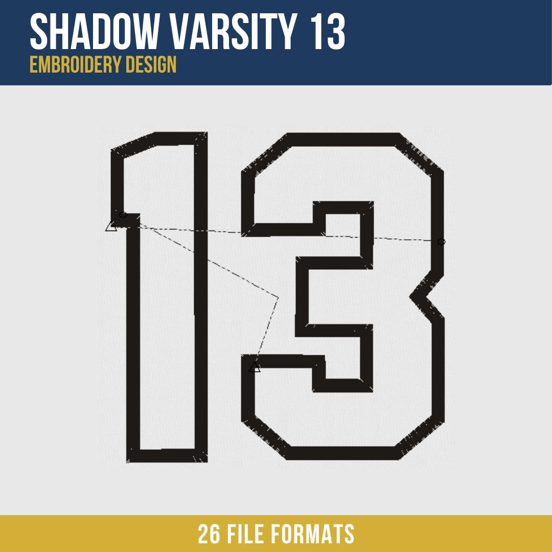 Shadow Varsity 13 Embroidery Design
