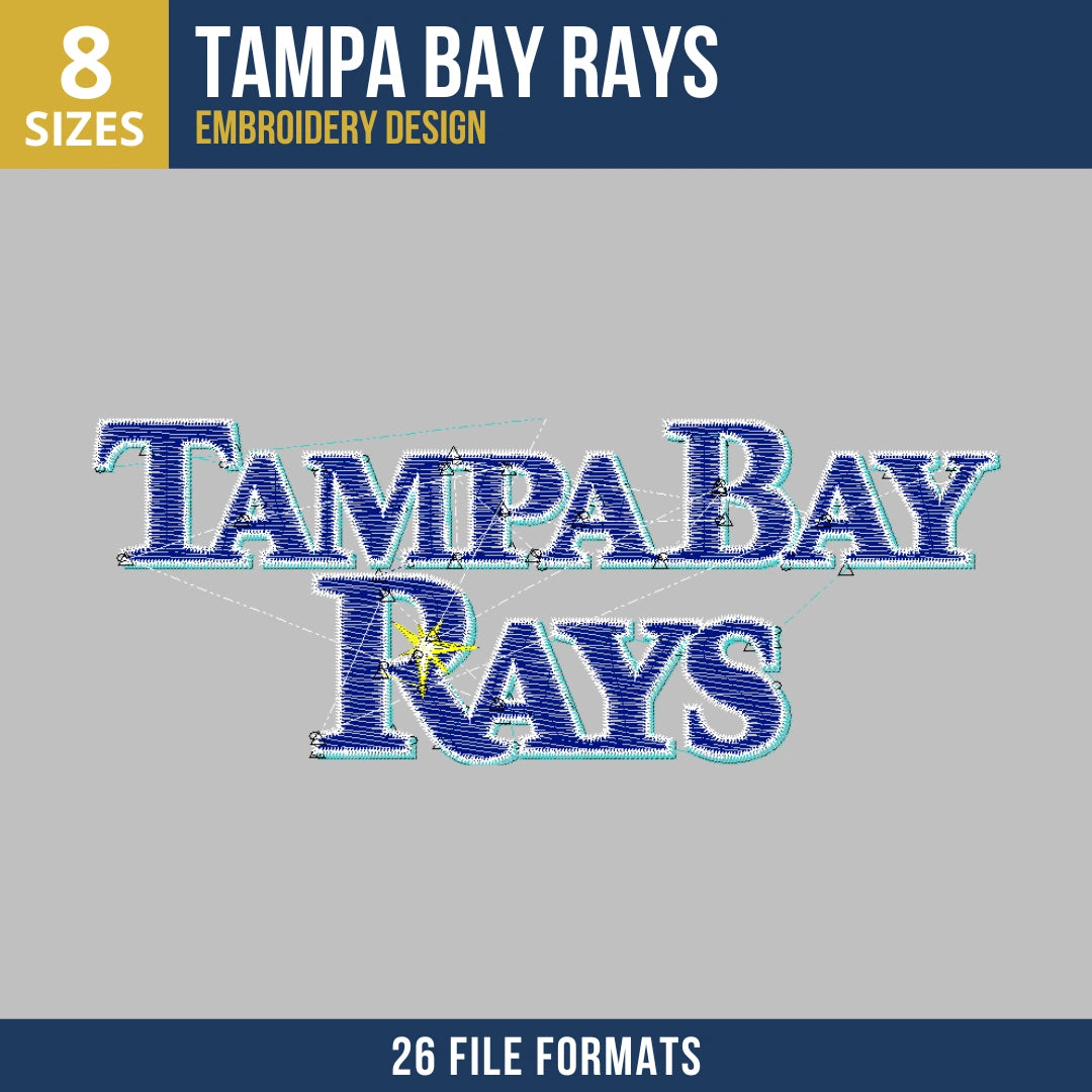 Tampa Bay Rays Stacked Wordmark Embroidery Design