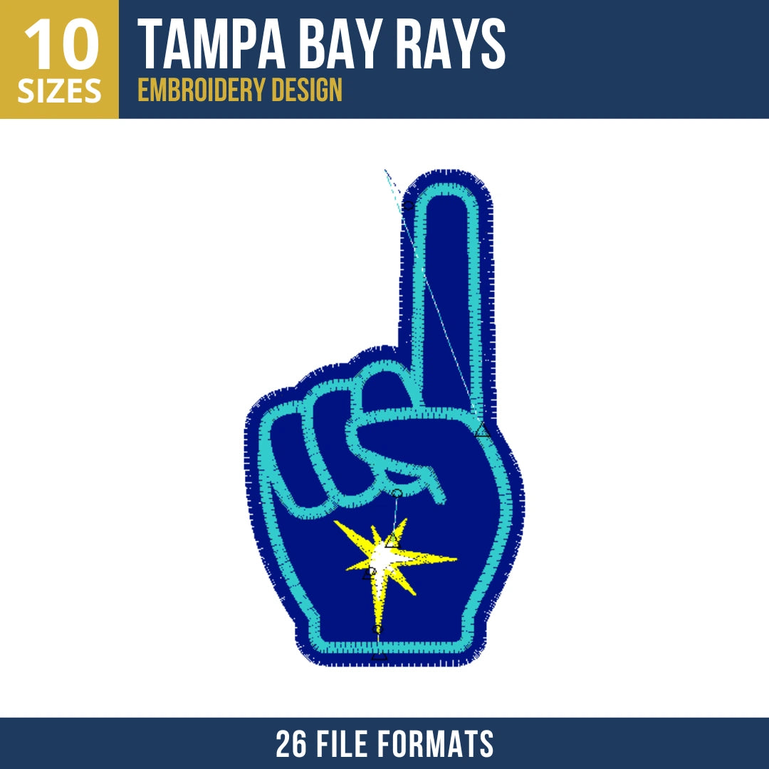 Tampa Bay Rays Finger Sunburst Embroidery Design