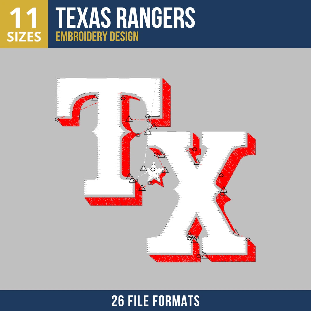Texas Rangers TX Monogram Embroidery Design