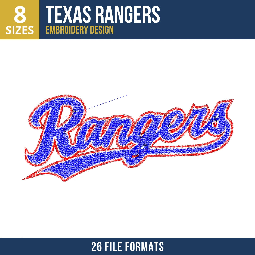 Texas Rangers Wordmark Embroidery Design