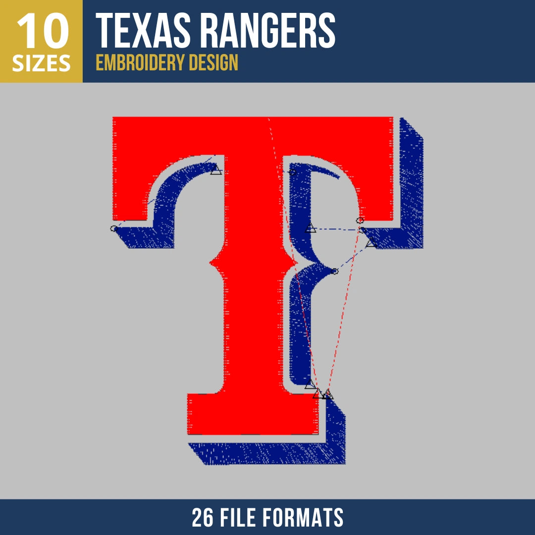 Texas Rangers T Monogram Embroidery Design