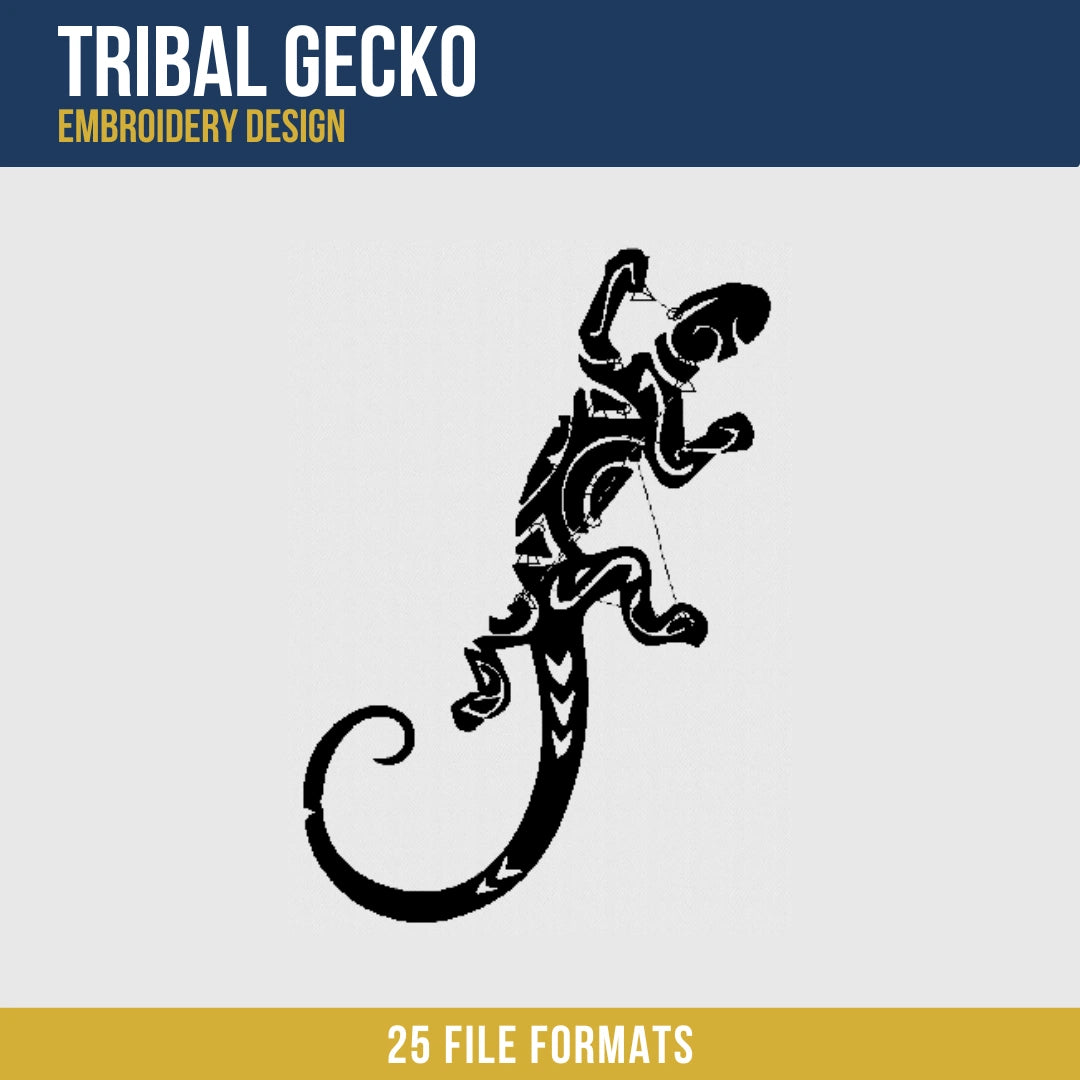 Tribal Gecko Embroidery Design