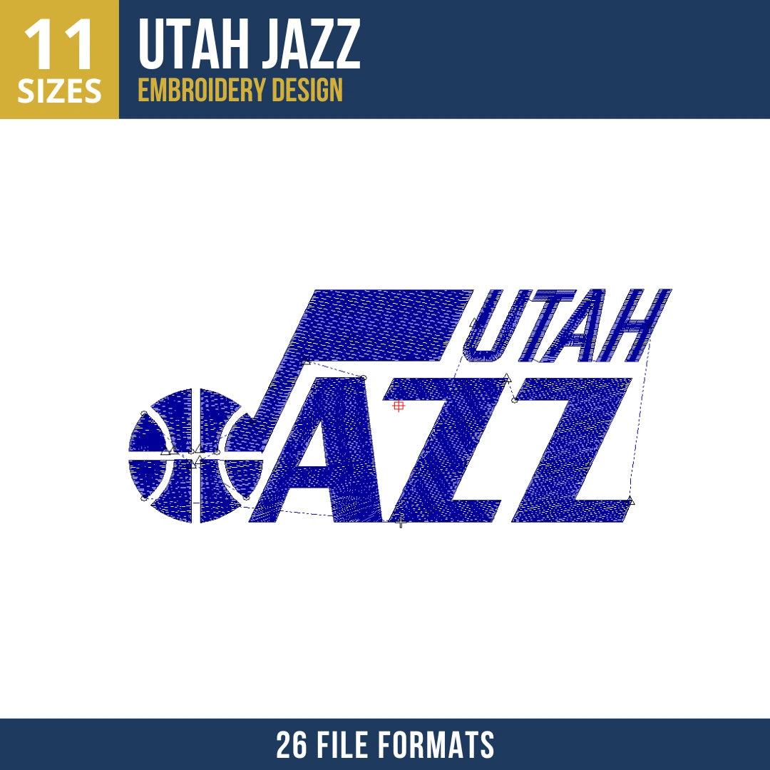 Utah Jazz Wordmark and Basketball Logo Embroidery Design