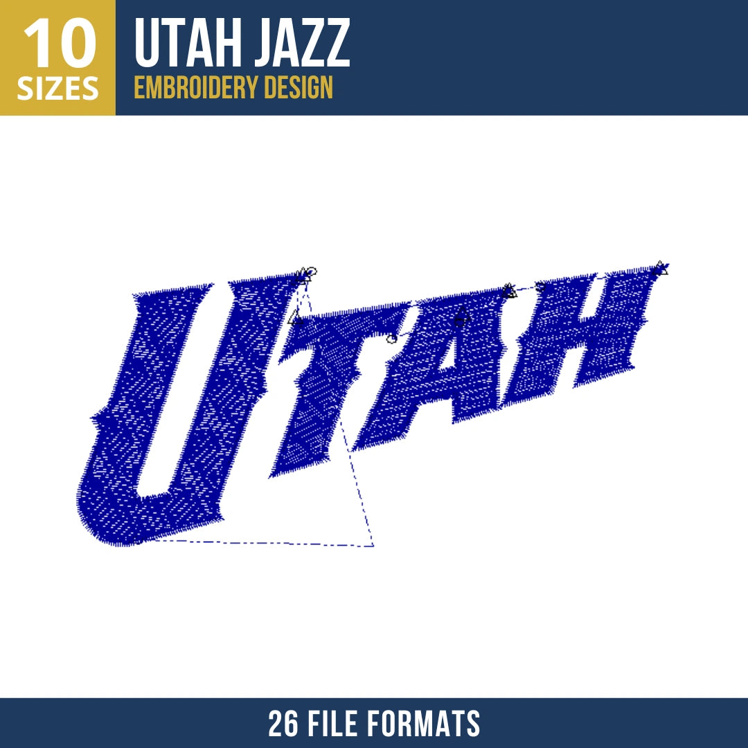 Utah Jazz Slanted Wordmark Basketball Embroidery Design