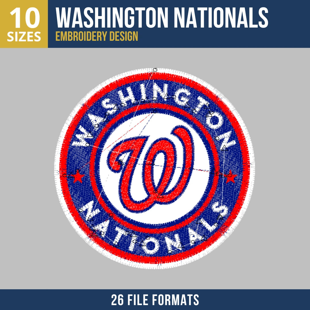 Washington Nationals Circular Badge Embroidery Design