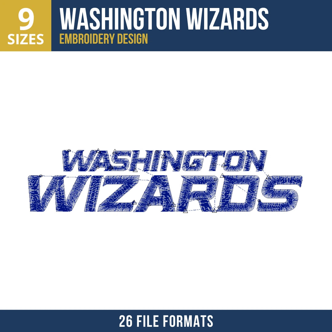 Washington Wizards Stacked Wordmark Embroidery Design