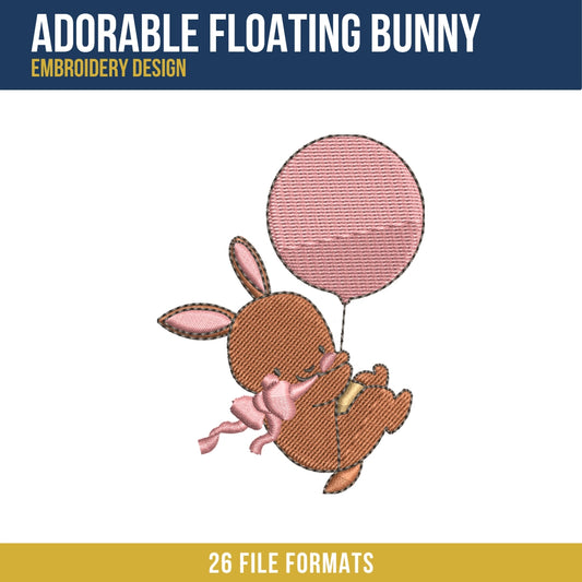 Adorable Floating Bunny Embroidery Design