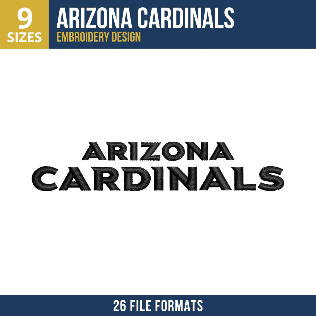 Arizona Cardinals Wordmark Football Embroidery Design